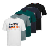 JACK&JONES men's T-shirt, 5-pack - JJLUKE TEE 5PK, short sleeve, round neck, cotton