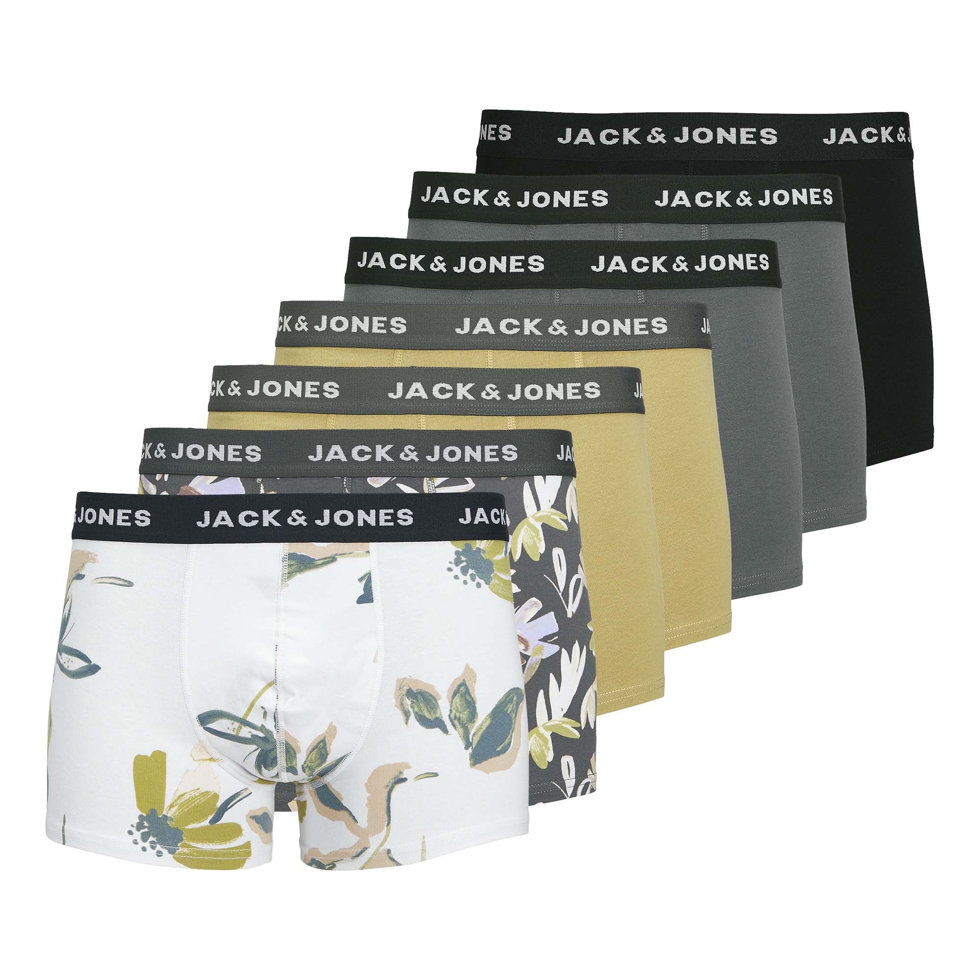 JACK&JONES Herren Boxershorts, 7er Pack - JACABSTRACT TRUNKS 7 PACK, Baumwoll-Stretch