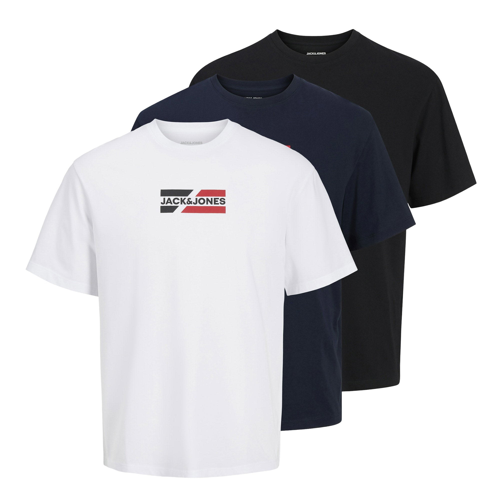 JACK&JONES Men T-shirt, 3-pack - JJECORP GRAPHIC TEE SS 3PK, short sleeves, cotton
