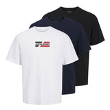 JACK&JONES Men T-shirt, 3-pack - JJECORP GRAPHIC TEE SS 3PK, short sleeves, cotton