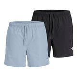 JACK&JONES Herren Badehose, 2er Pack  - JPSTMAUI TROPIC SOLID SWIM SHORTS MP 2P, Badehose