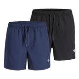 JACK&JONES Herren Badehose, 2er Pack  - JPSTMAUI TROPIC SOLID SWIM SHORTS MP 2P, Badehose