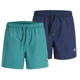 JACK&JONES Herren Badehose, 2er Pack  - JPSTMAUI TROPIC SOLID SWIM SHORTS MP 2P, Badehose
