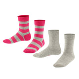 FALKE Kinder Socken, 2er Pack - Happy Stripe, Kurzsocken, gestreift