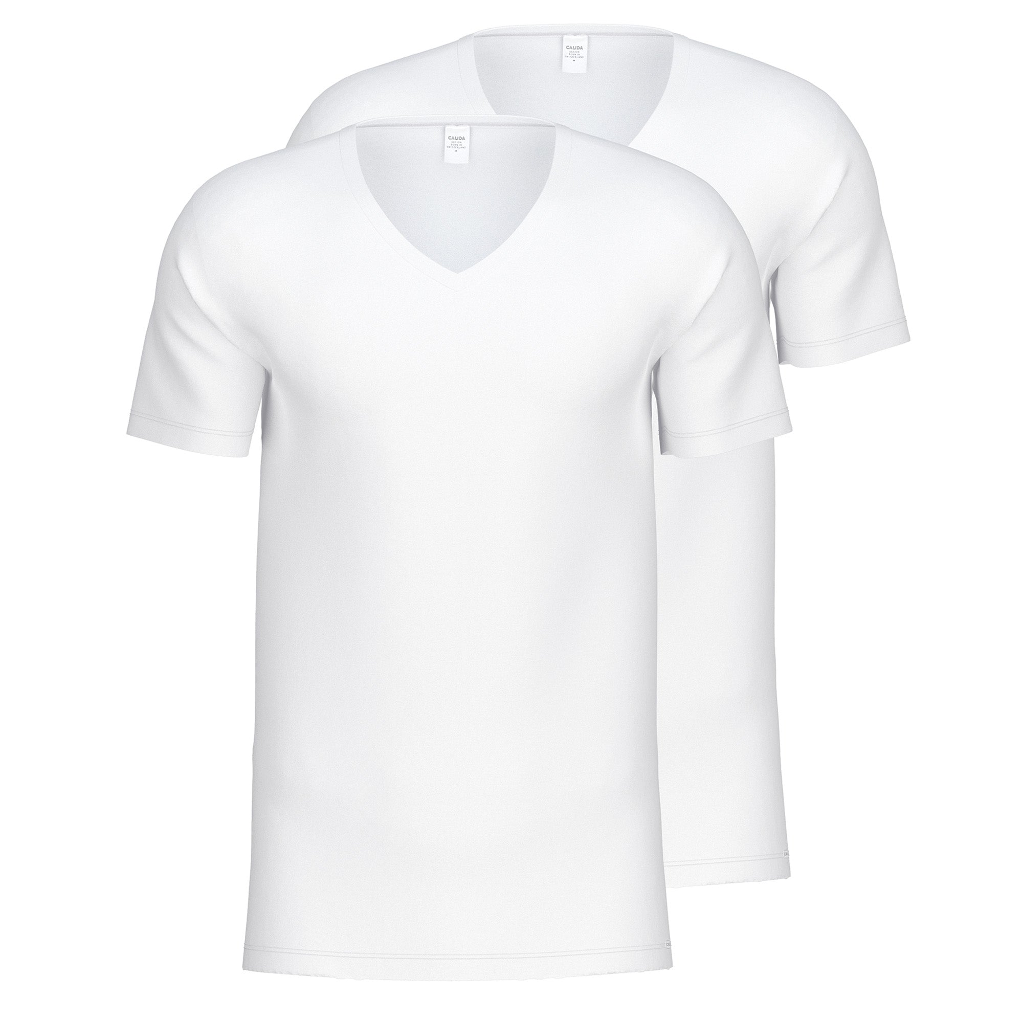 CALIDA Herren T-Shirt, 2er Pack - Natural Benefit, V-Ausschnitt, Single Jersey