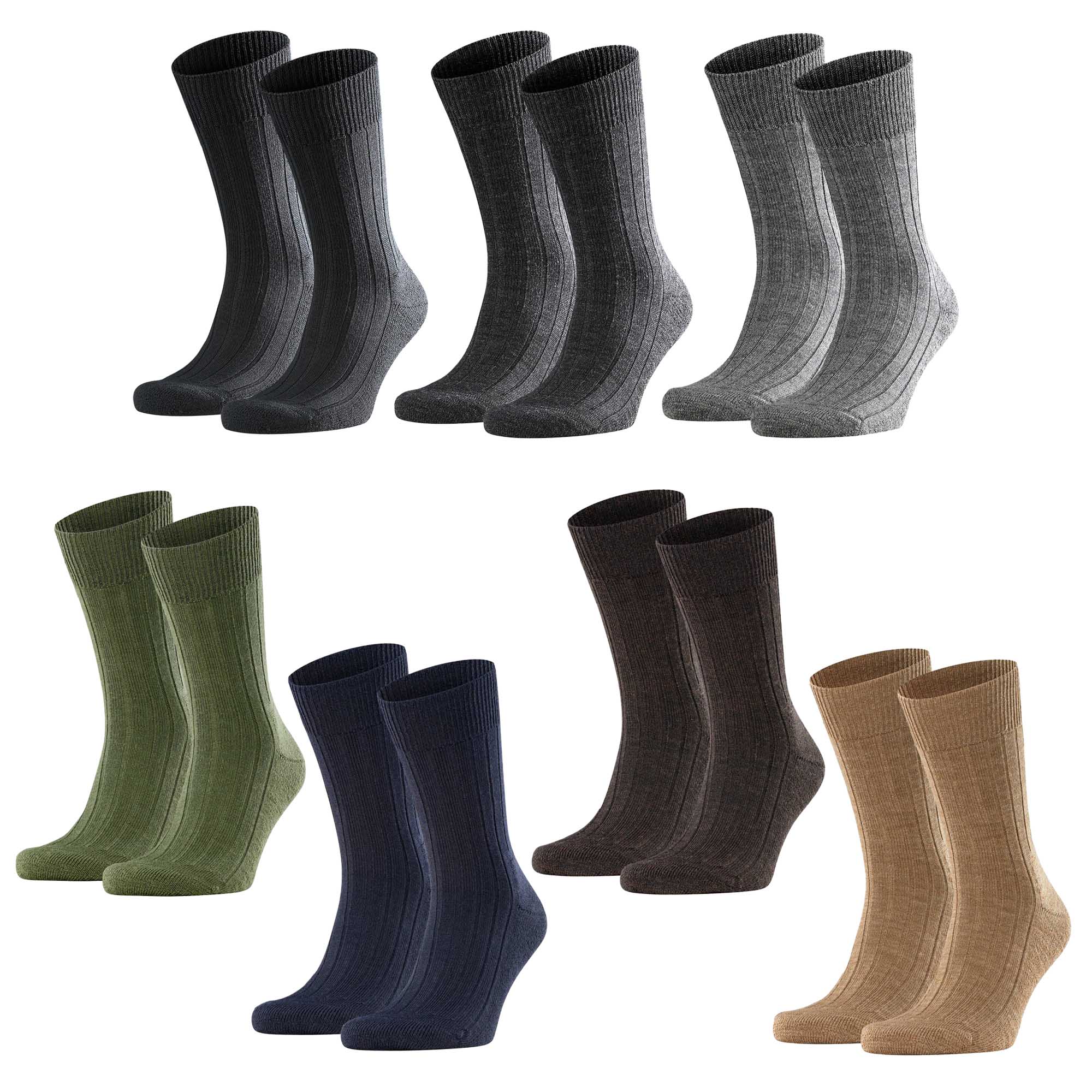 FALKE Herren Socken 2er Pack - Teppich im Schuh, Merinowolle, Unifarben