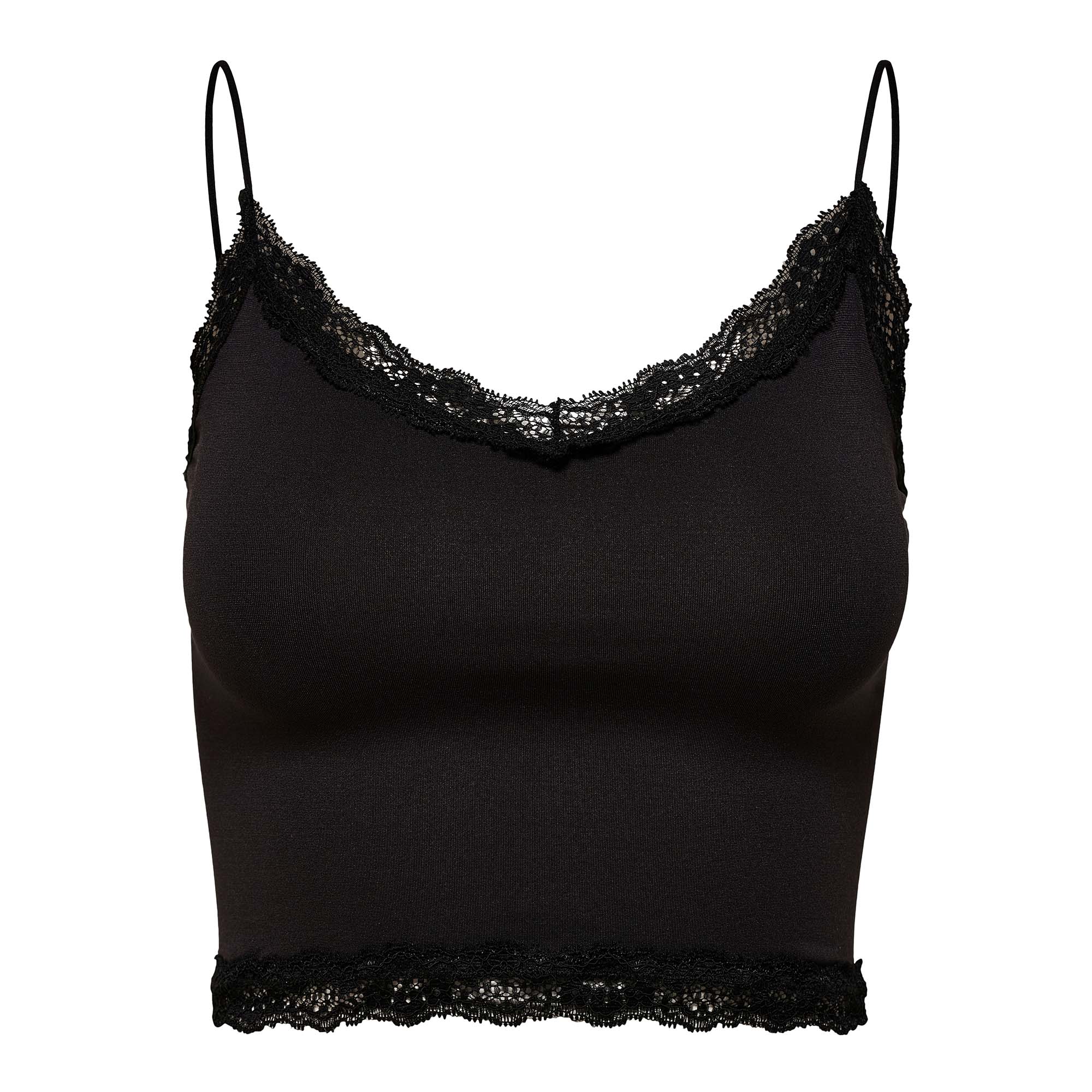 ONLY Damen Cropped-Top - ONLVICKY LACE SEAMLESS CROPPED TOP, Trägertop, Spitze