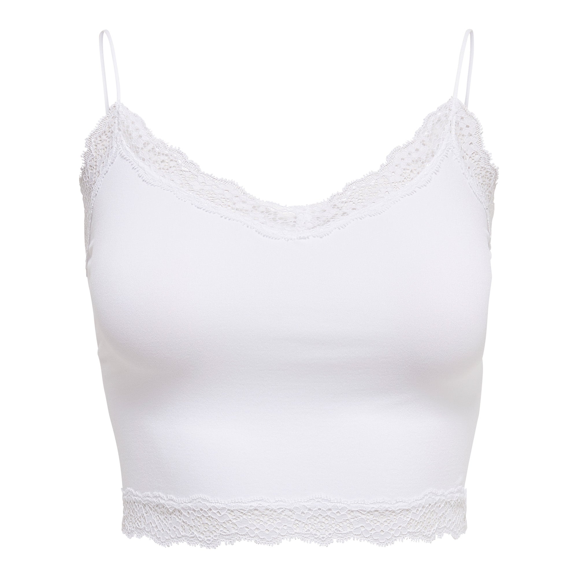 ONLY Damen Cropped-Top - ONLVICKY LACE SEAMLESS CROPPED TOP, Trägertop, Spitze