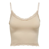 ONLY Damen Cropped-Top - ONLVICKY LACE SEAMLESS CROPPED TOP, Trägertop, Spitze