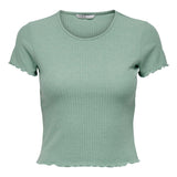 ONLY Damen T-Shirt - ONLEMMA SHORT TOP, Rundhals, Cropped, gerippt, einfarbig