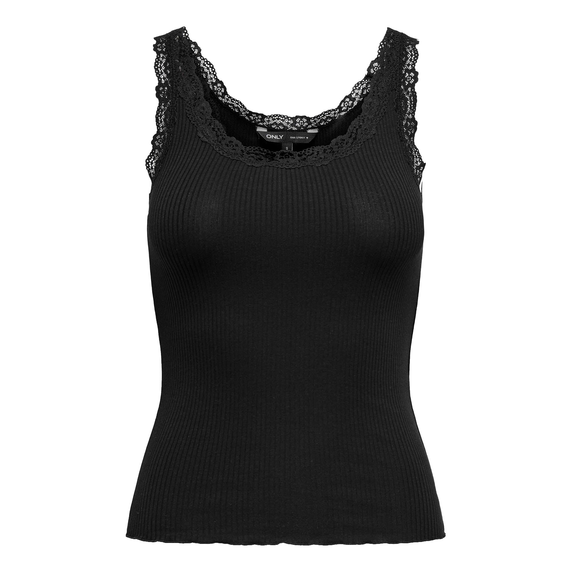 ONLY Damen Top - ONLSARA SHARAI LIFEW TANK TOP, Spitze,  gerippt, Rundhals, Baumwolle