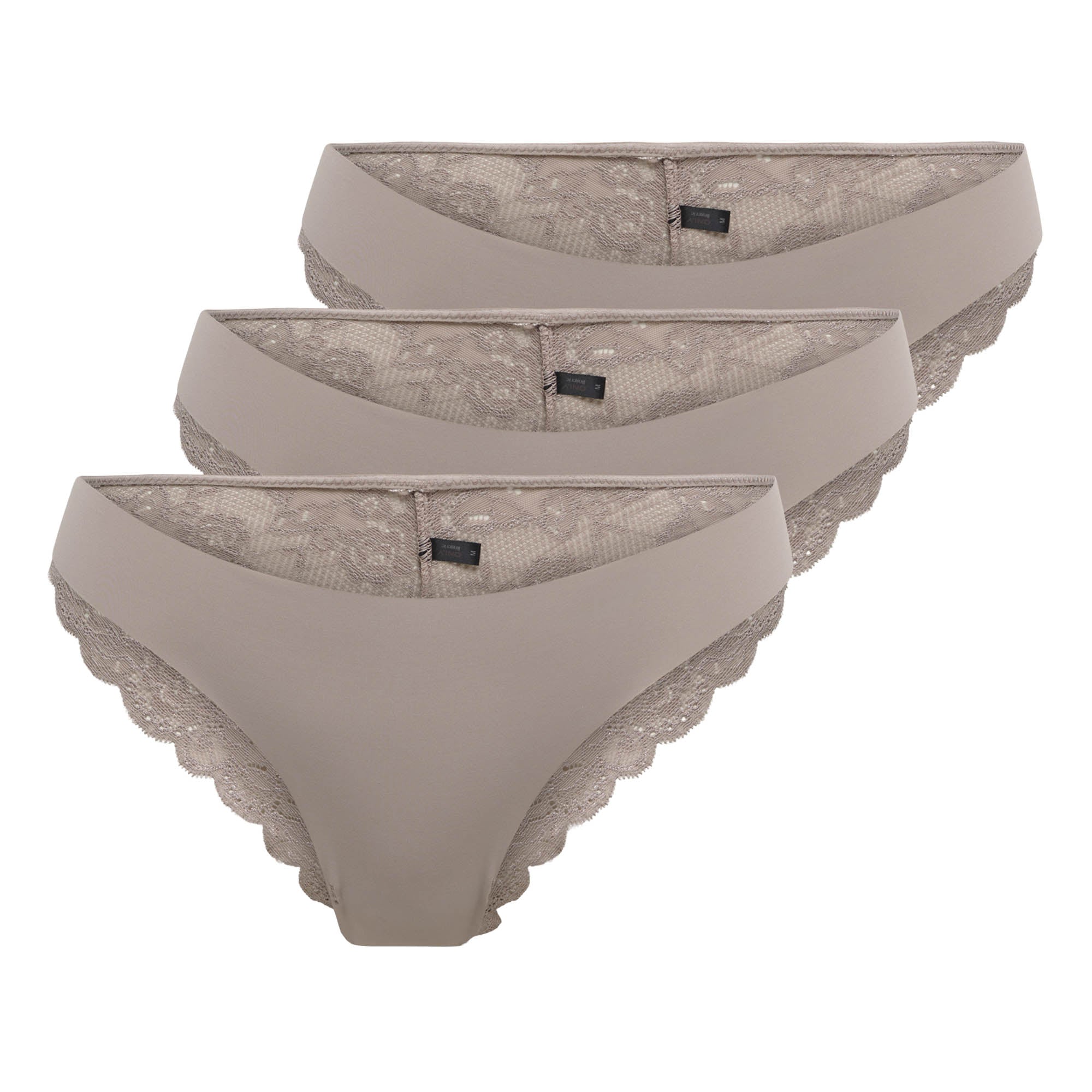 ONLY Damen Brazil-Slips, 3er Pack - ONLCHLOE LACE BRAZIL, Spitze