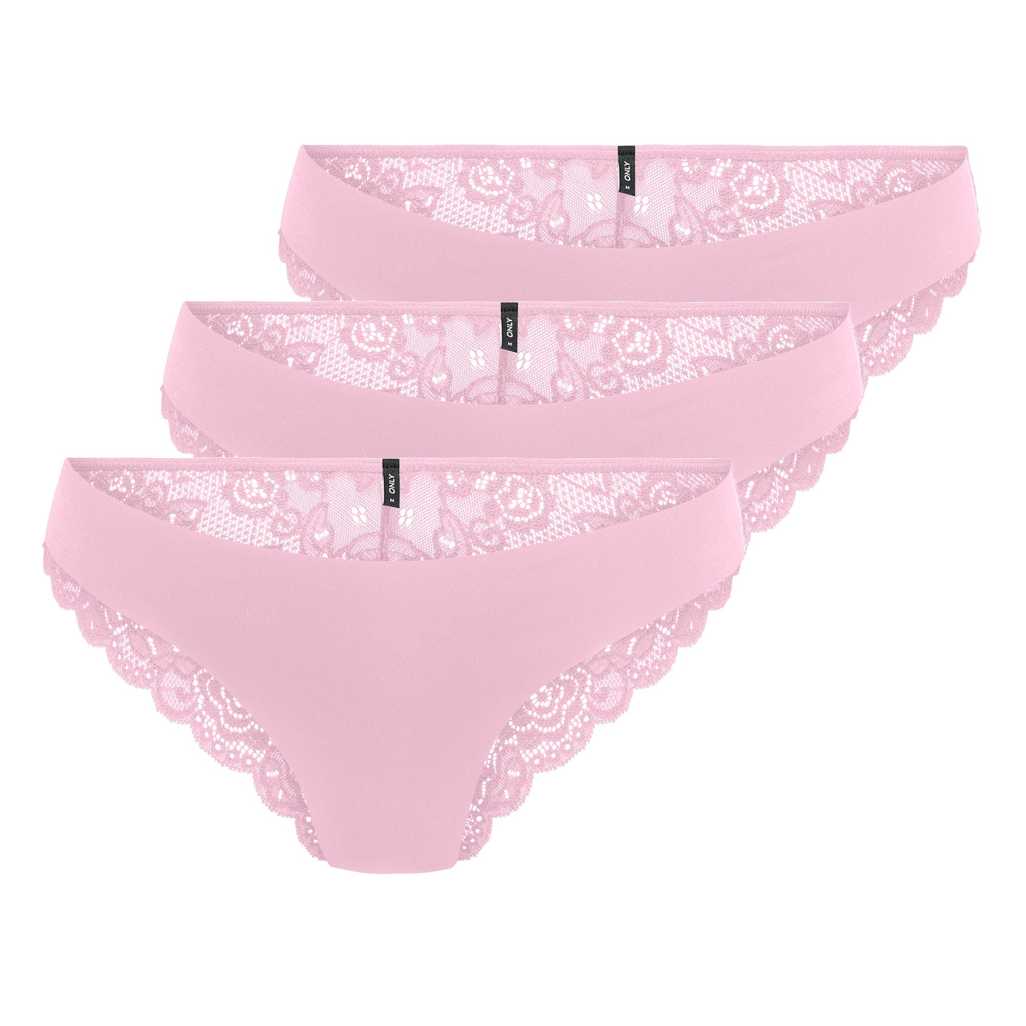 ONLY Damen Brazil-Slips, 3er Pack - ONLCHLOE LACE BRAZIL, Spitze
