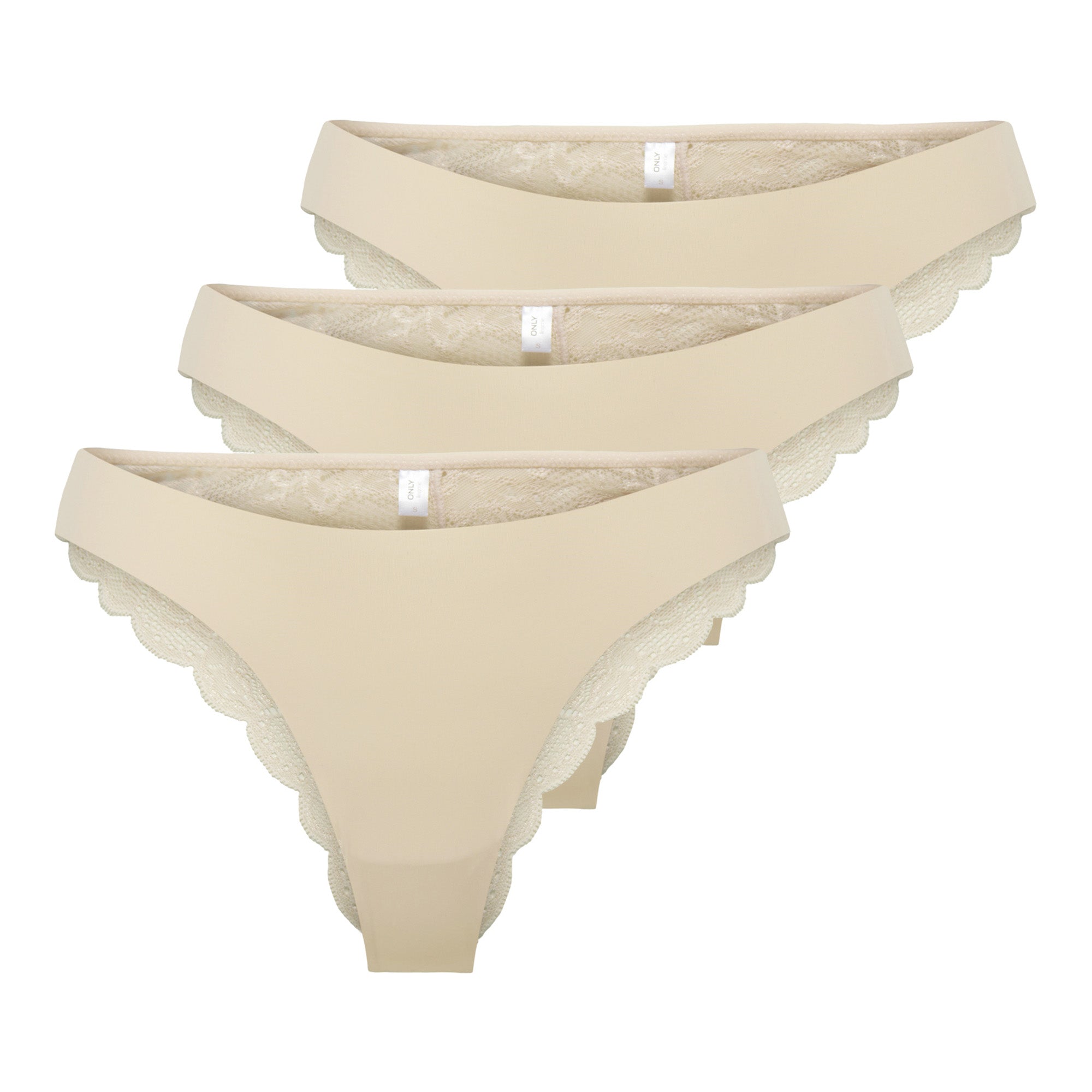 ONLY Damen Brazil-Slips, 3er Pack - ONLCHLOE LACE BRAZIL, Spitze