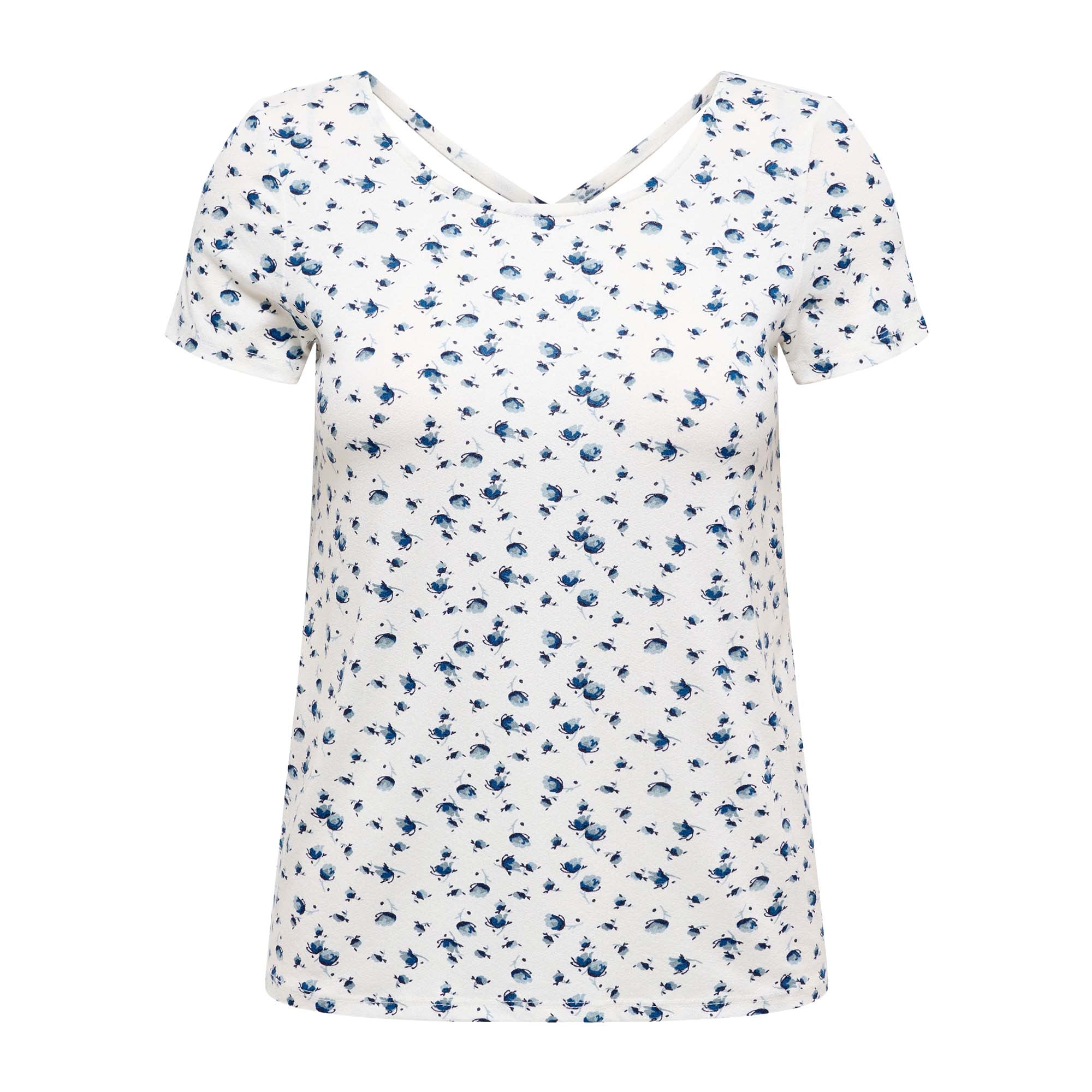 ONLY Damen T-Shirt - ONLBERA BACK LACE UP TO, Rundhals, Viskose