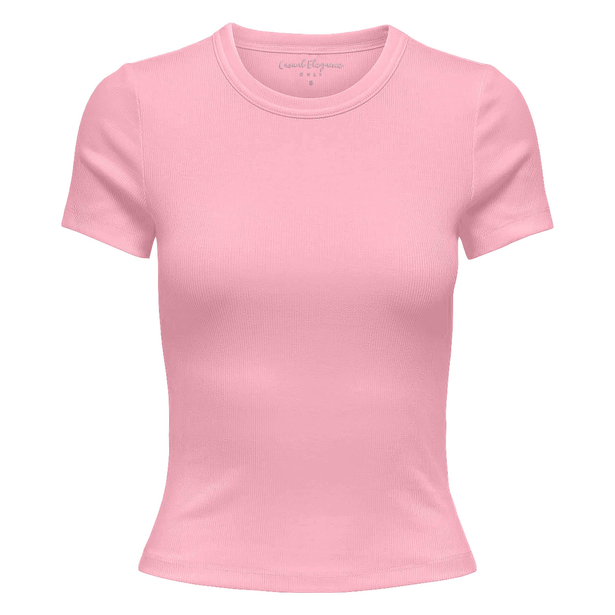 ONLY Damen T-Shirt - ONLVAL LIFE O-NECK TOP, Rundhals, Baumwolle, einfarbig
