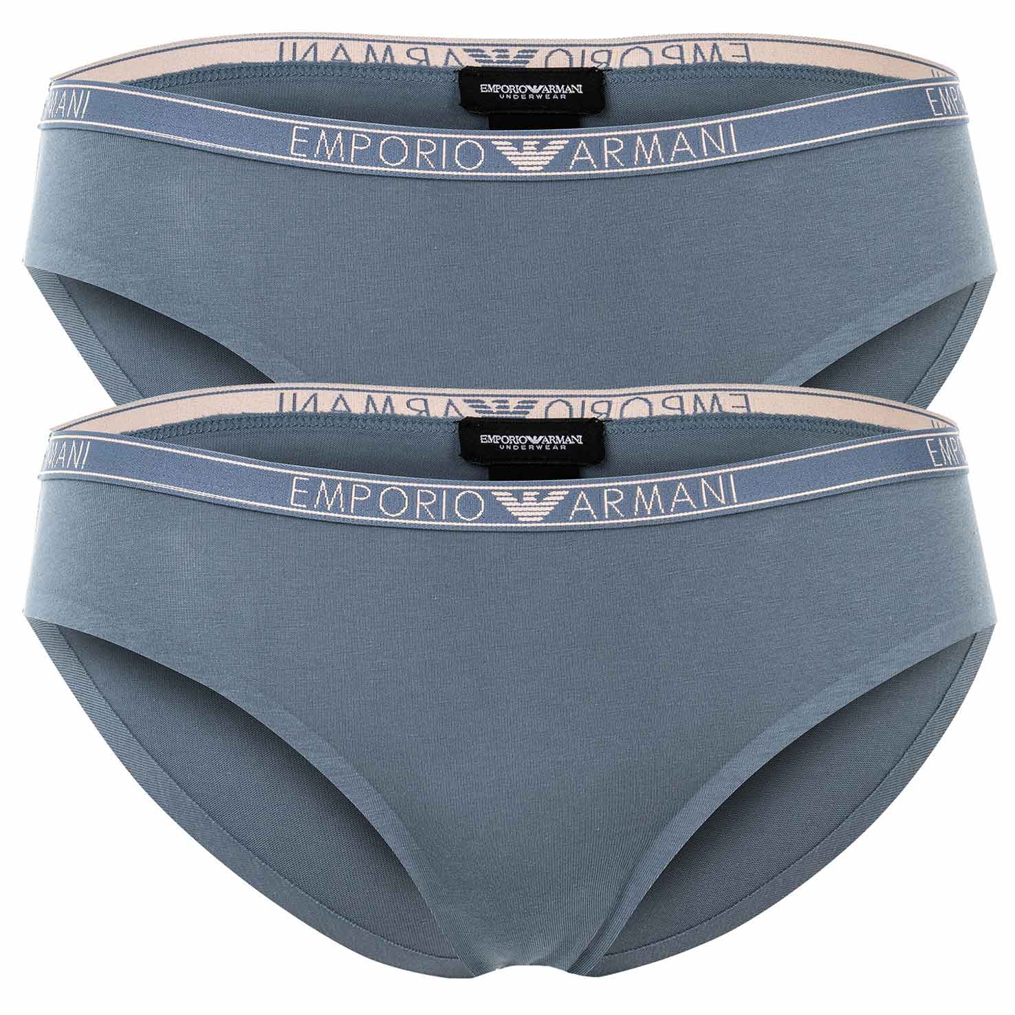EMPORIO ARMANI Damen Slip, 2er Pack - ESSENTIAL STUDS LOGO, Briefs, Cotton Stretch