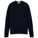 SCOTCH&SODA Men's Knitted Pullover- Essentials Crewneck, Merino Wool, Round Neck, Solid Color
