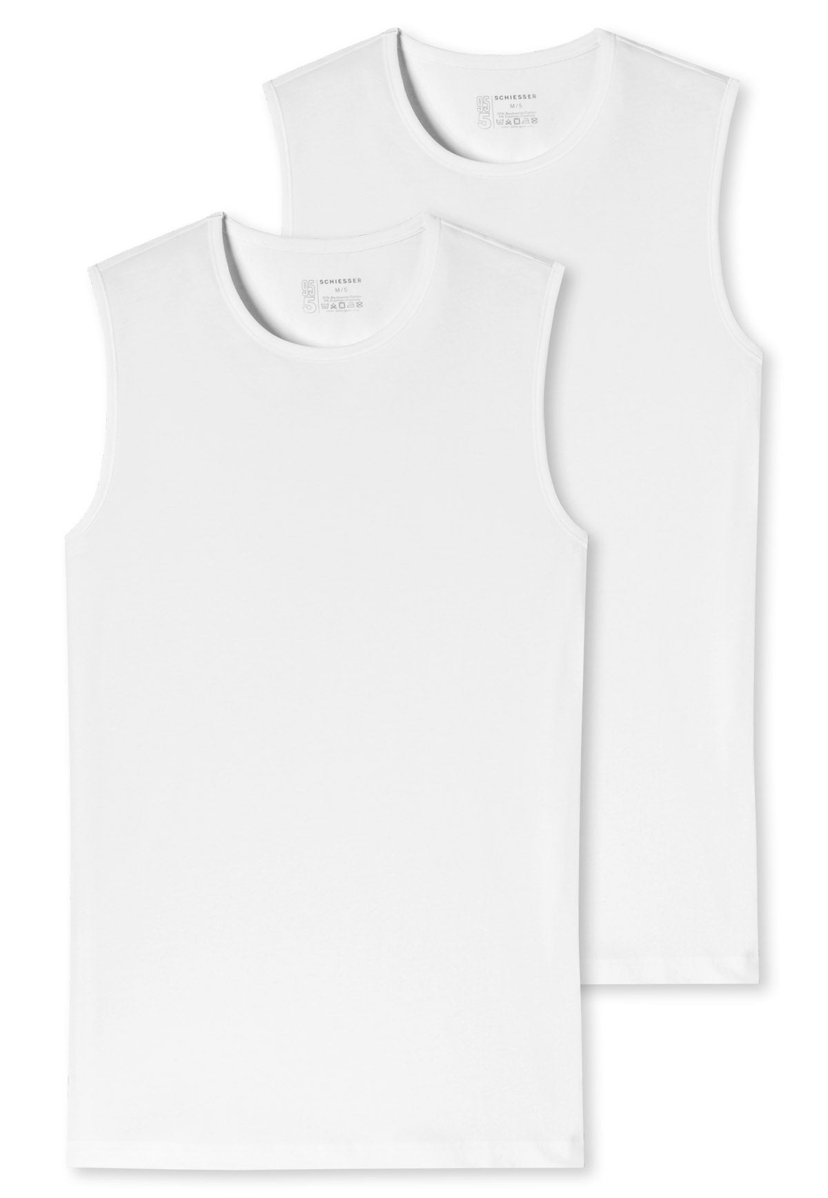 SCHIESSER Men's Tanktop 2-Pack - Series "95/5", Round Neck, S-4XL