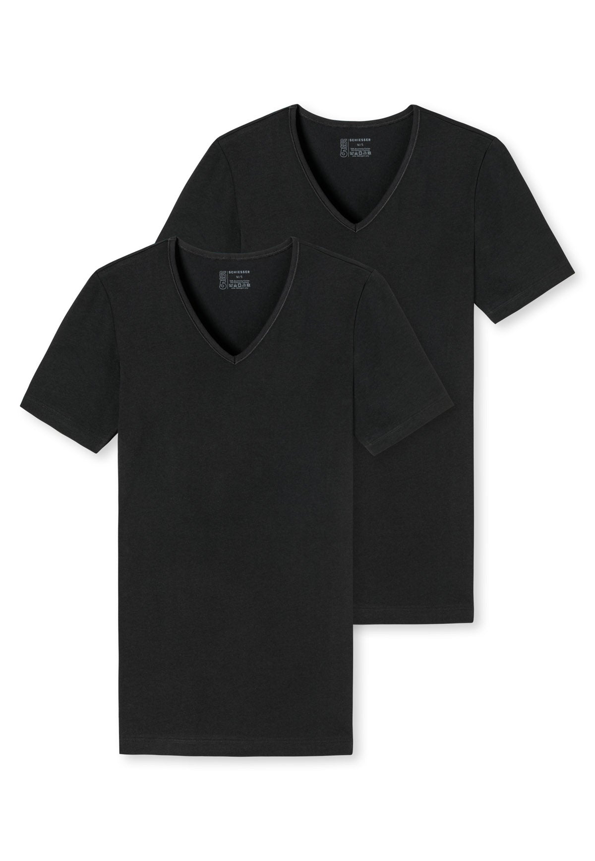 SCHIESSER Men's T-Shirt 2-Pack - Series "95/5", V-Neck, S-4XL