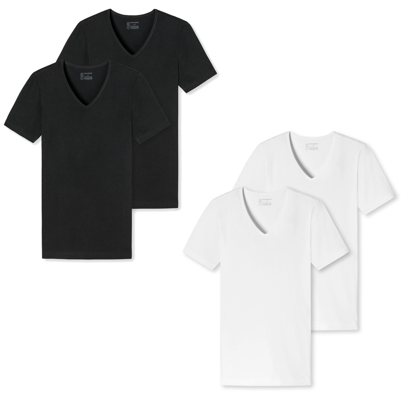 SCHIESSER Men's T-Shirt 2-Pack - Series "95/5", V-Neck, S-4XL