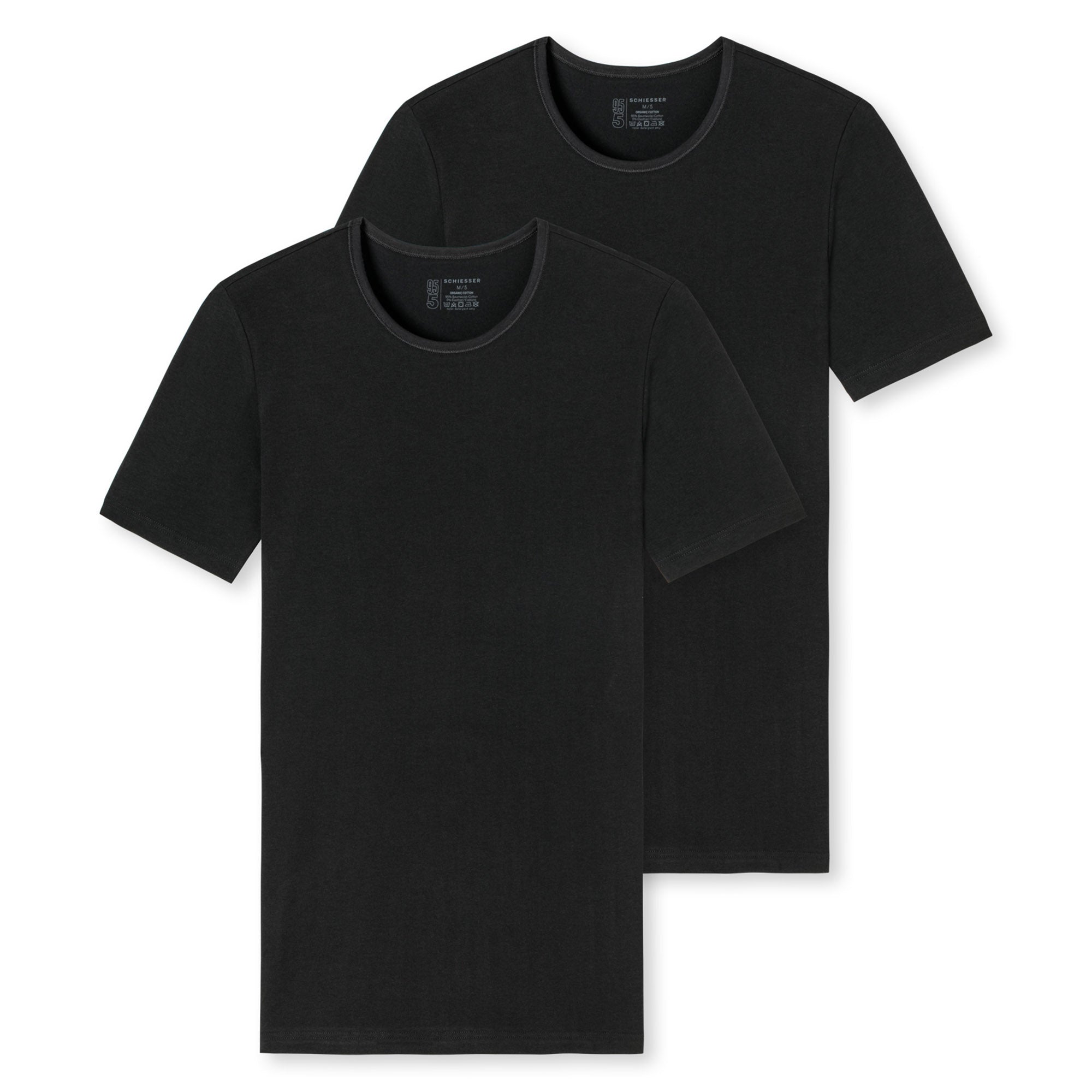 SCHIESSER Men's T-Shirt 2-Pack - Series "95/5", Round Neck, S-XXL