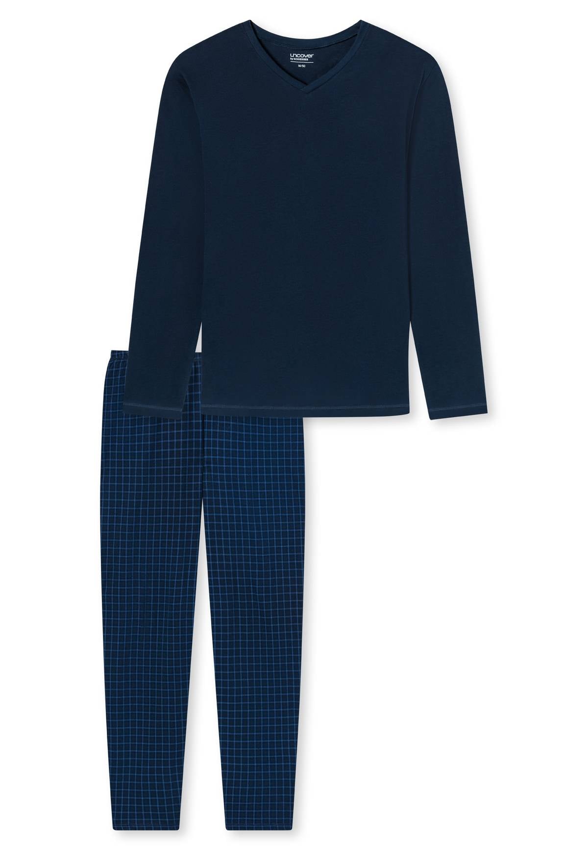 UNCOVER by SCHIESSER Men's Pajamas 2-Piece Set - long, V-Neck, Cotton, patterned