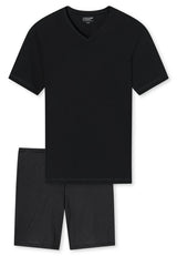 UNCOVER by SCHIESSER Herren Schlafanzug 2-tlg. Set - Shorty, kurz, V-Ausschnitt, Baumwolle, uni/gemustert