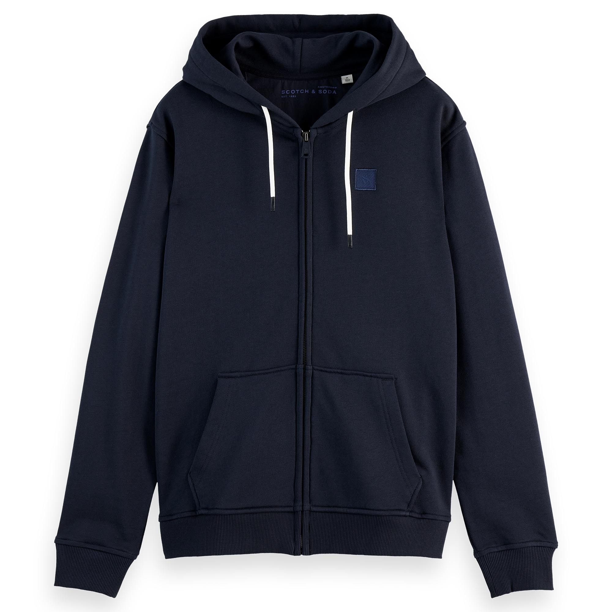 SCOTCH&SODA Herren Sweatjacke -  Essential Logo Badge Zip-Through, Kapuze, Logo, Baumwolle