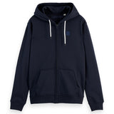 SCOTCH&SODA Herren Sweatjacke -  Essential Logo Badge Zip-Through, Kapuze, Logo, Baumwolle