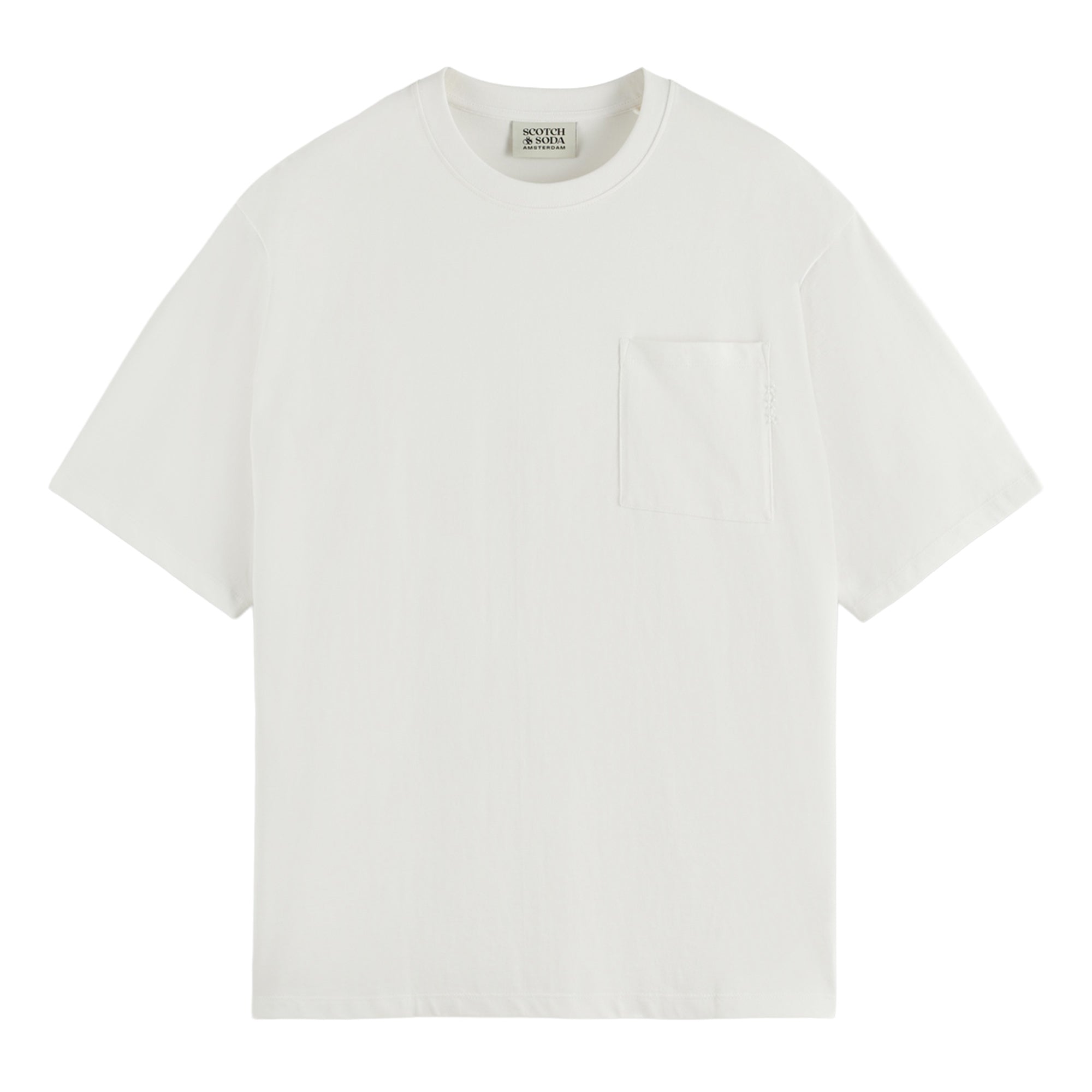 SCOTCH&SODA Men's T-shirt - Core 3 Crosses Loose Fit Pocket T-shirt, round neck, short sleeves, plain colour
