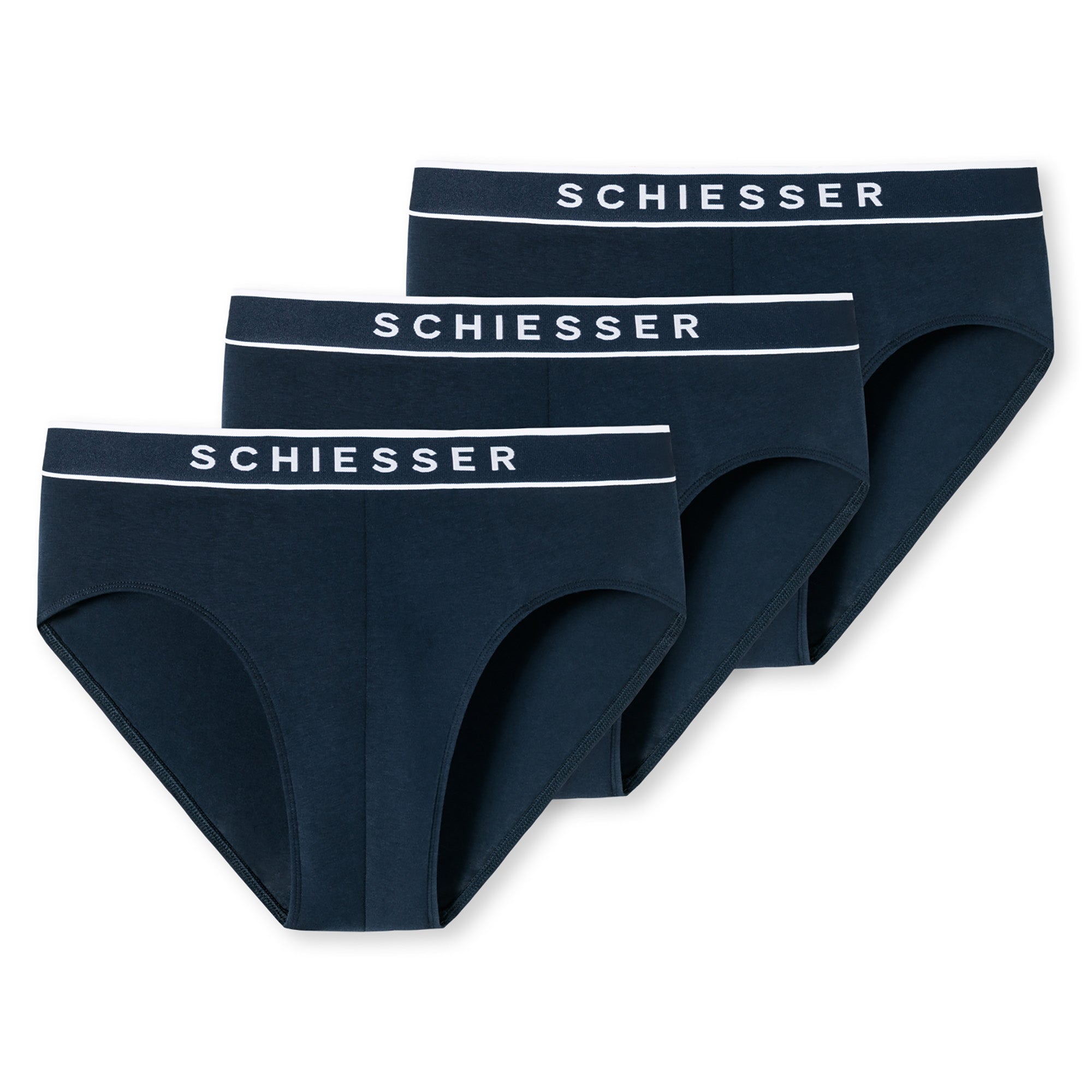 SCHIESSER Herren Slips, 3er Pack - "95/5", Rio Briefs, Logo-Bund, Stretch Baumwolle