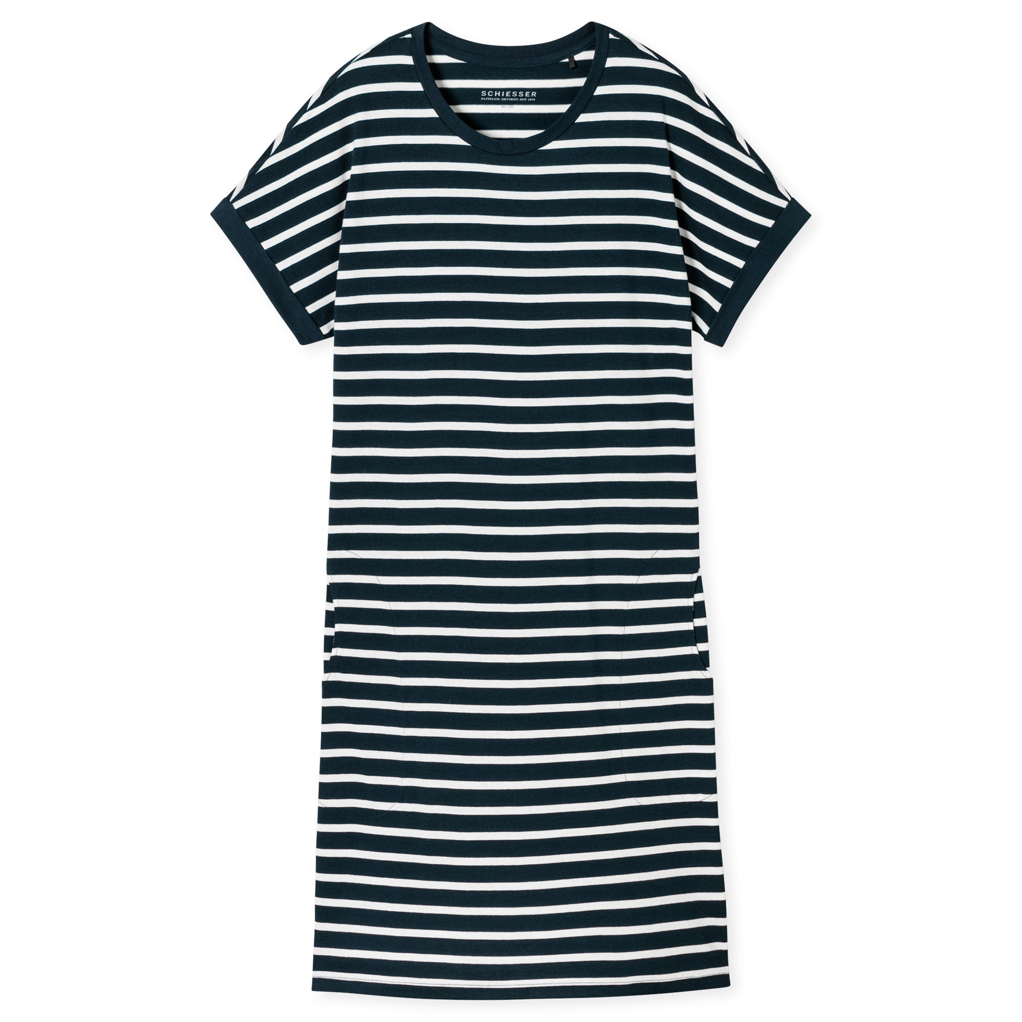 SCHIESSER Damen Nachthemd 95cm - Nachtwäsche, Kurzarm, Baumwolle, Muster