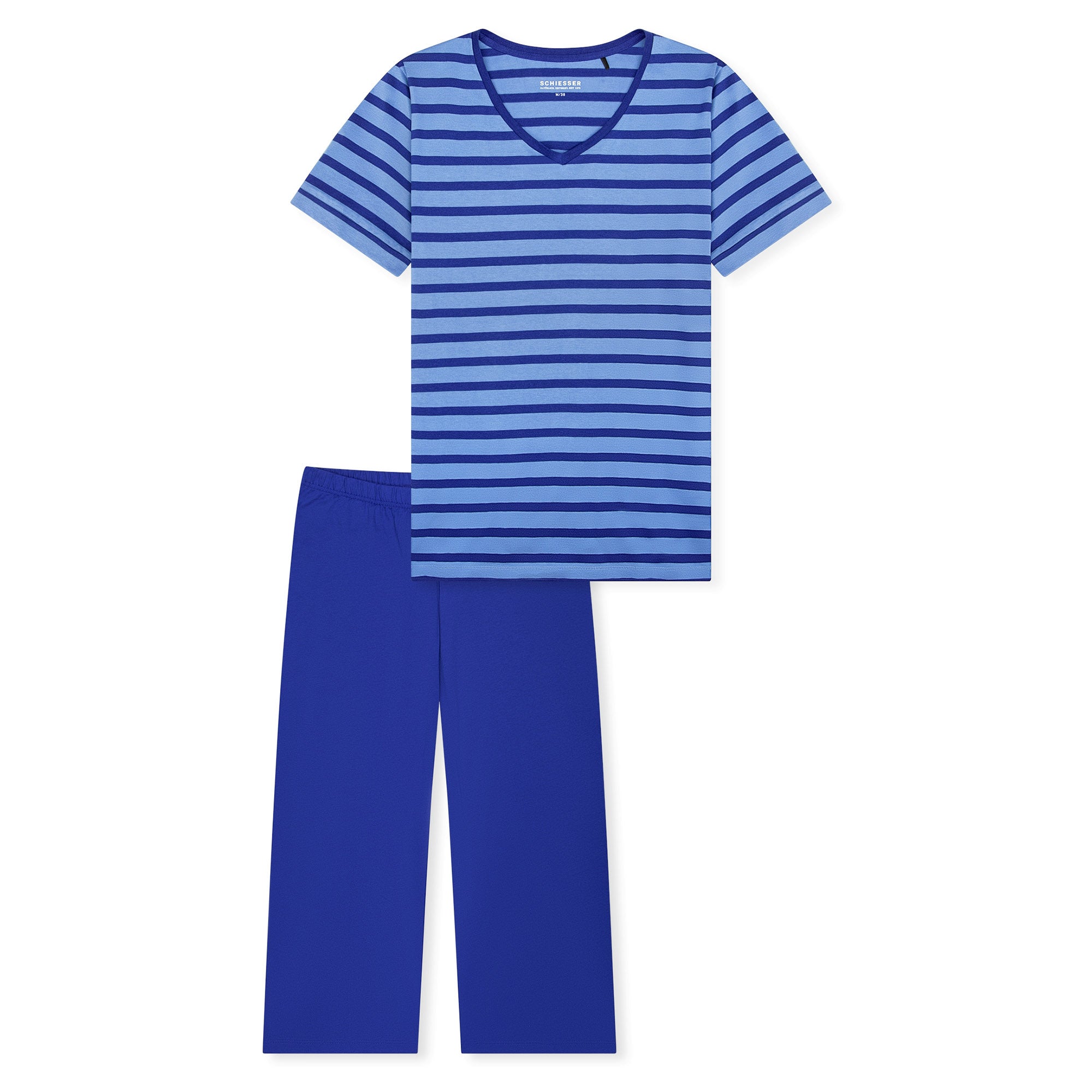 SCHIESSER Damen Schlafanzug Set - Nachtwäsche, 3/4 Kurzarm, Pyjama, Muster, Baumwolle