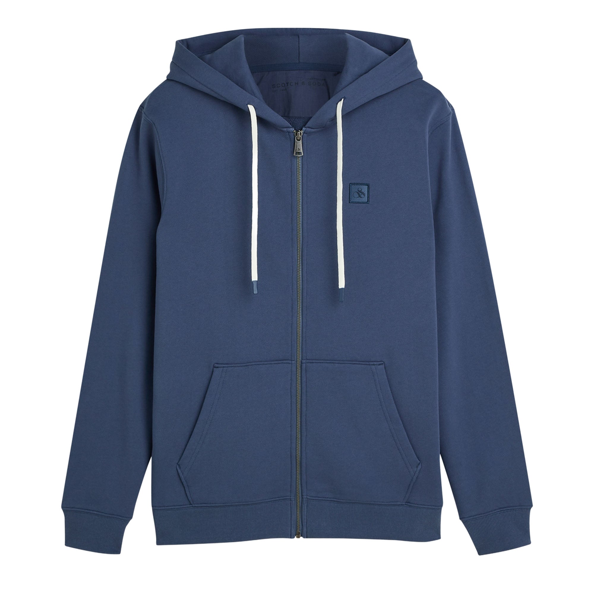 SCOTCH&SODA Herren Sweatjacke -  Logo Badge Zipthrough Hoodie, Regular Fit, Kapuze, Logo, Baumwolle