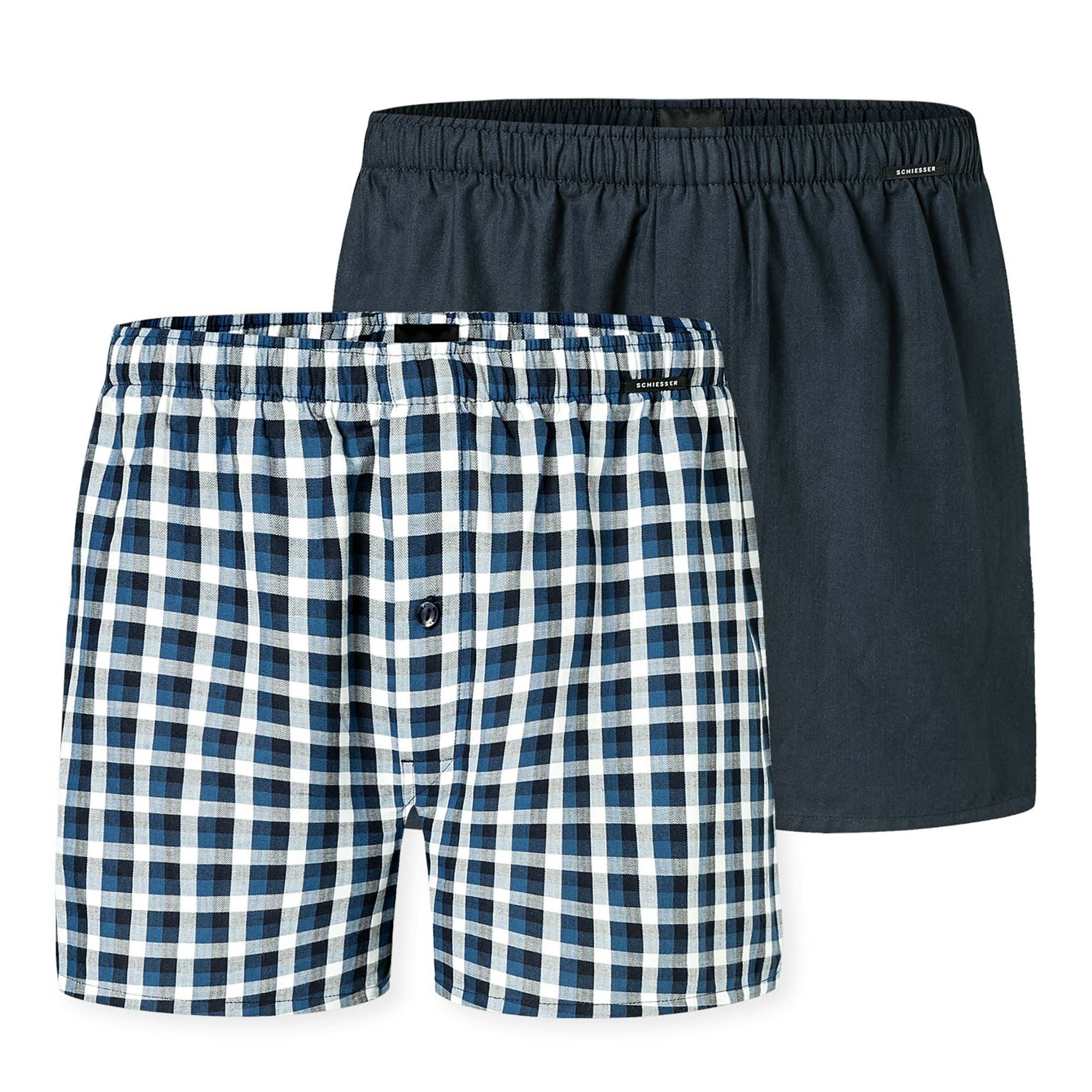 SCHIESSER men's woven boxer shorts, 2-pack - woven fabric, pants, cotton