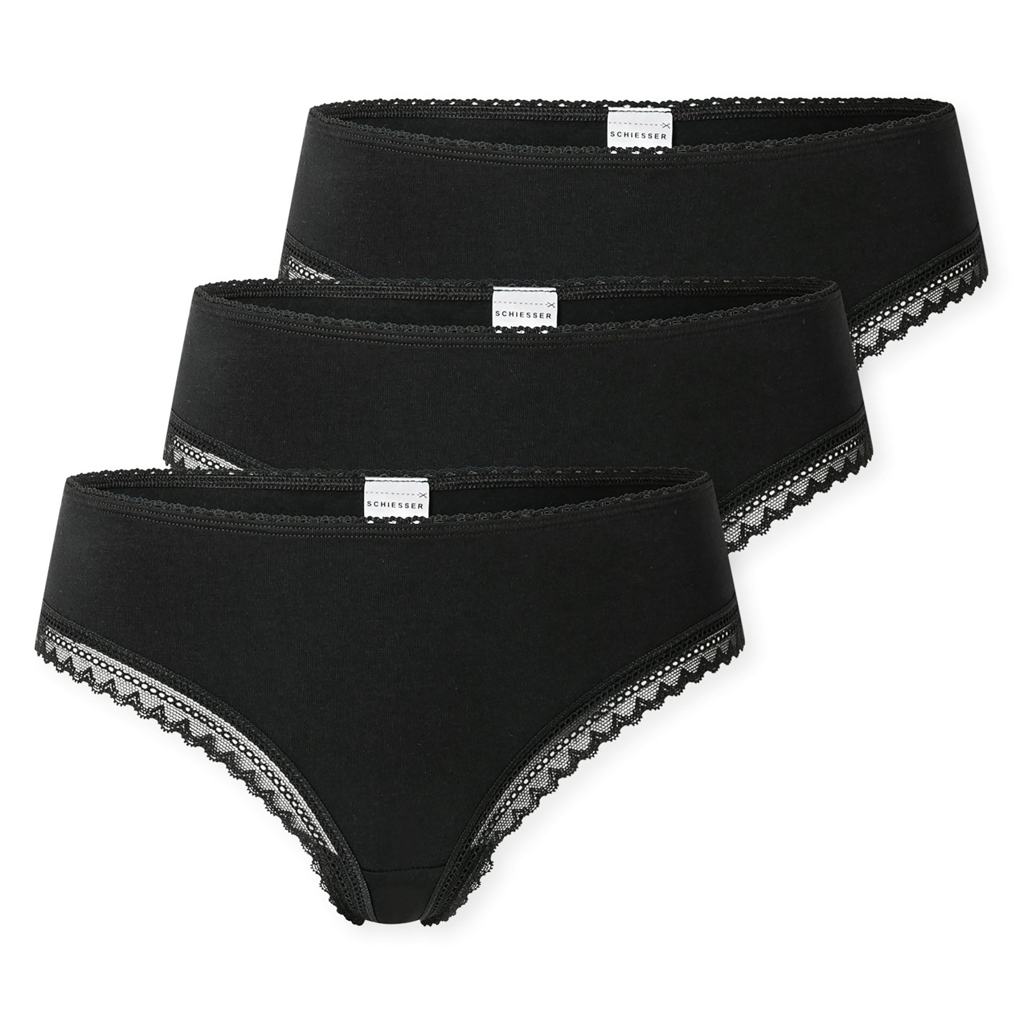 SCHIESSER Damen Strings, 3er Pack - 3Pack Cheeky String, Stretch Cotton, uni