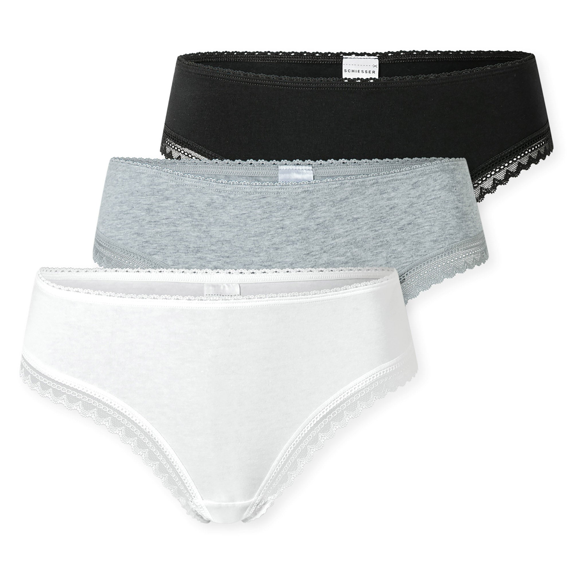 SCHIESSER Damen Strings, 3er Pack - 3Pack Cheeky String, Stretch Cotton, uni