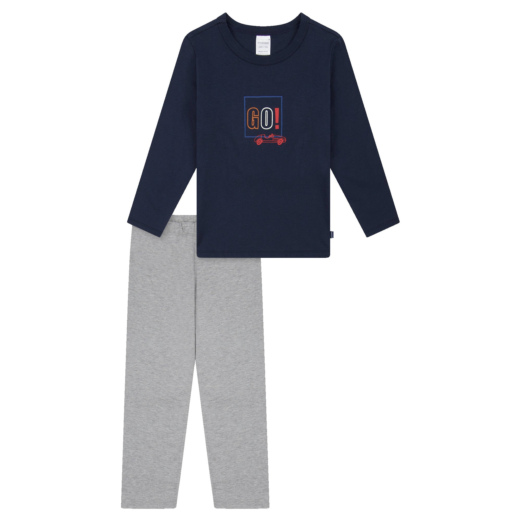 SCHIESSER Jungen Schlafanzug, lang - Kids, offenes Bein, Baumwolle, Print