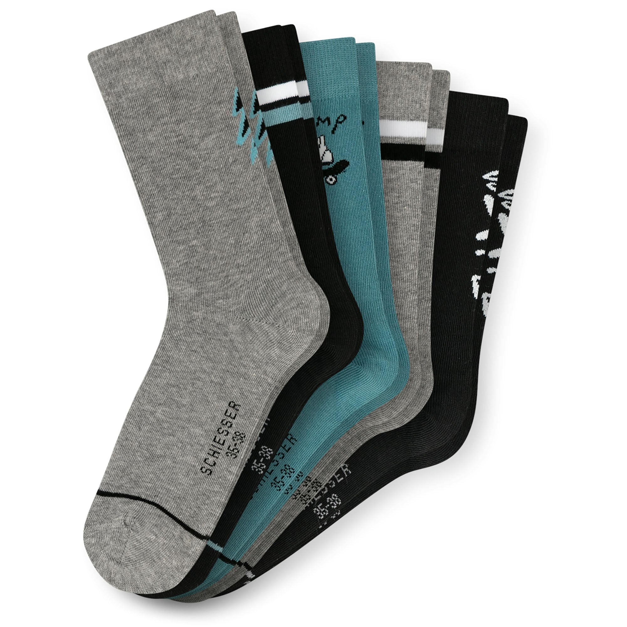 SCHIESSER Jungen Socken, 5er Pack - "Legwear Teens", Muster, Baumwolmischung