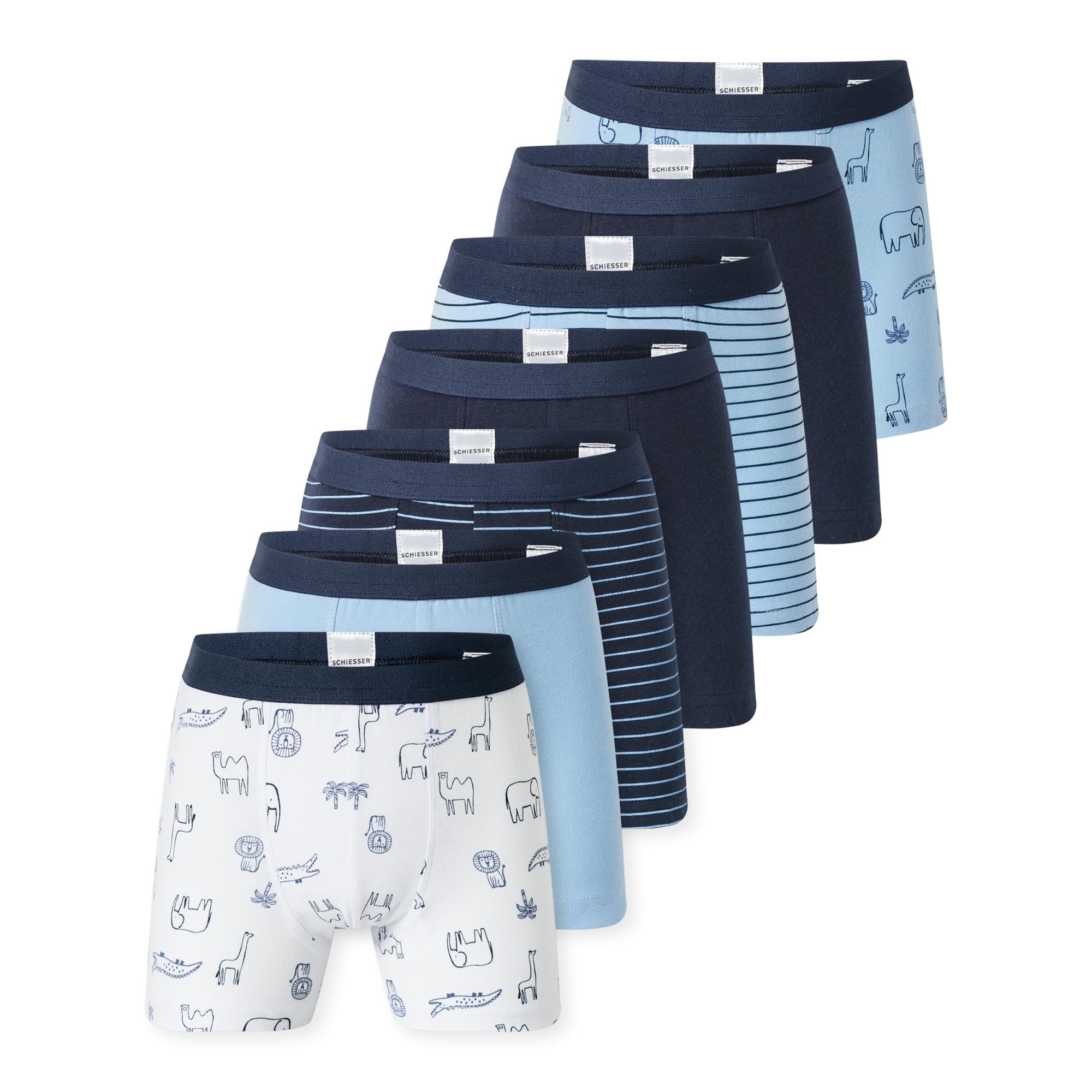 SCHIESSER Boys Shorts, 7-Pack - Kids, 7-PACK Single Jersey Briefs, Underwear, Basic
