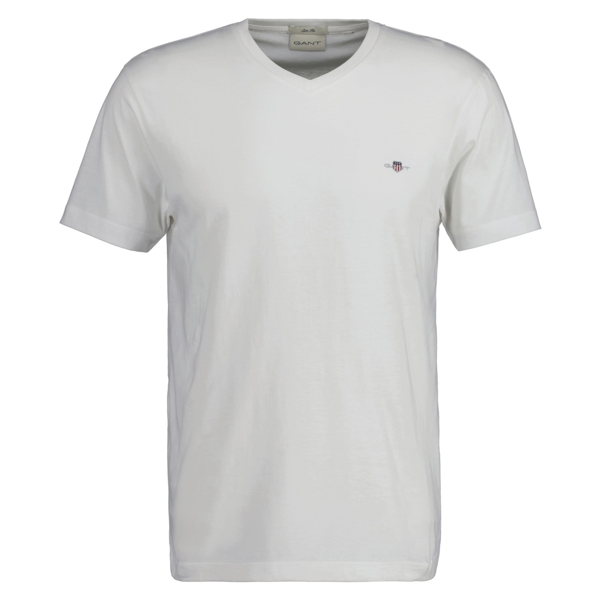 GANT Herren T-Shirt V-Neck, Slim Fit - SLIM SHIELD V-NECK T-SHIRT, Kurzarm, Cotton