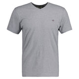 GANT Herren T-Shirt V-Neck, Slim Fit - SLIM SHIELD V-NECK T-SHIRT, Kurzarm, Cotton