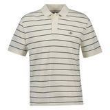 GANT men's polo shirt – STRIPED POLO, short-sleeved, button placket, logo, striped