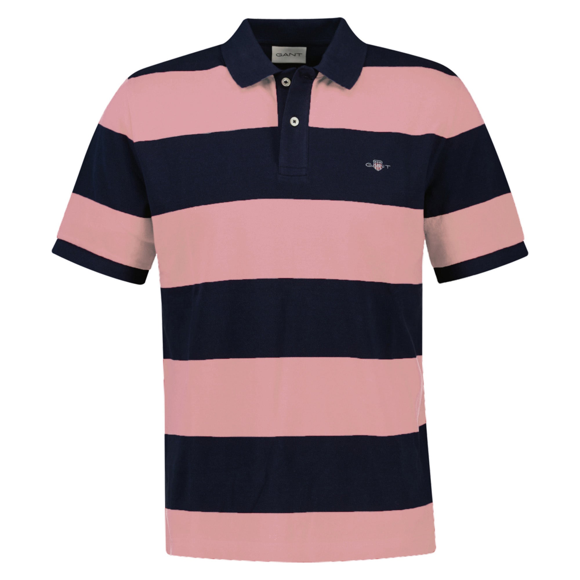 GANT men's polo shirt – BLOCK STRIPE POLO, short-sleeved, button placket, logo, striped