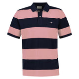 GANT men's polo shirt – BLOCK STRIPE POLO, short-sleeved, button placket, logo, striped