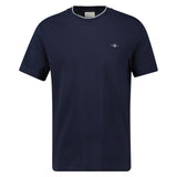 GANT Herren Pique-T-Shirt - PIQUE T-SHIRT, Kurzarm, Rundhals, Logo, uni