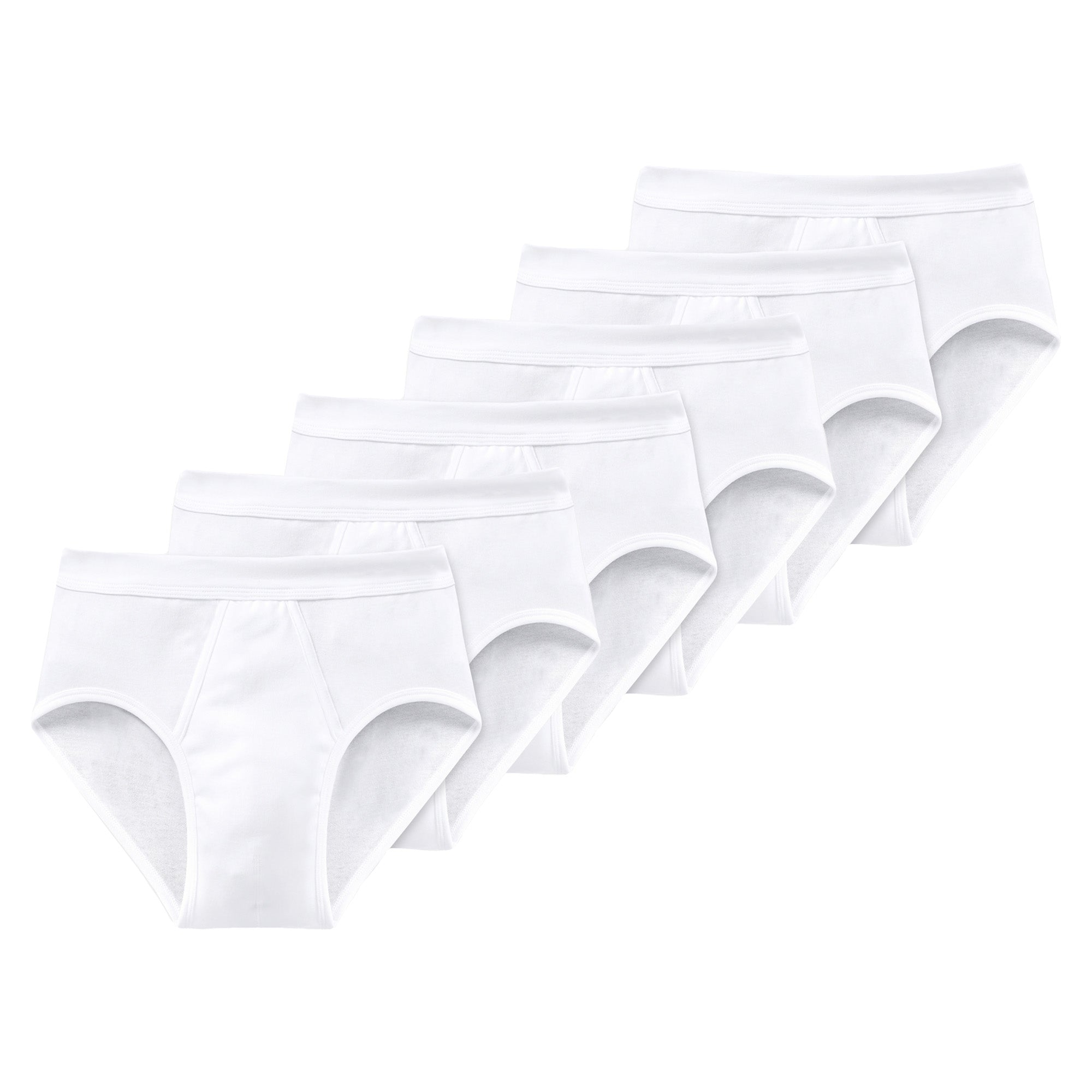 SCHIESSER Herren Slips 6er Pack -  Feinripp, Sportslip, Cotton Essentials, weiß
