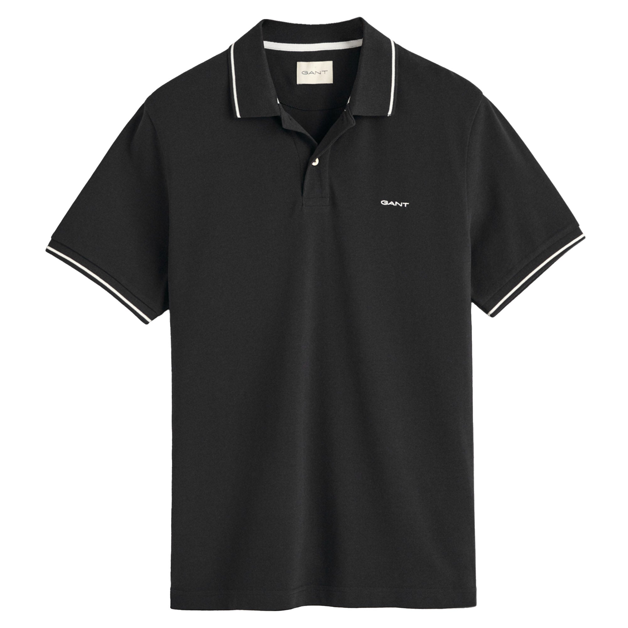 GANT Herren Poloshirt - TIPPING PIQUE RUGGER, Kurzarm, Knopfleiste, Logo, uni