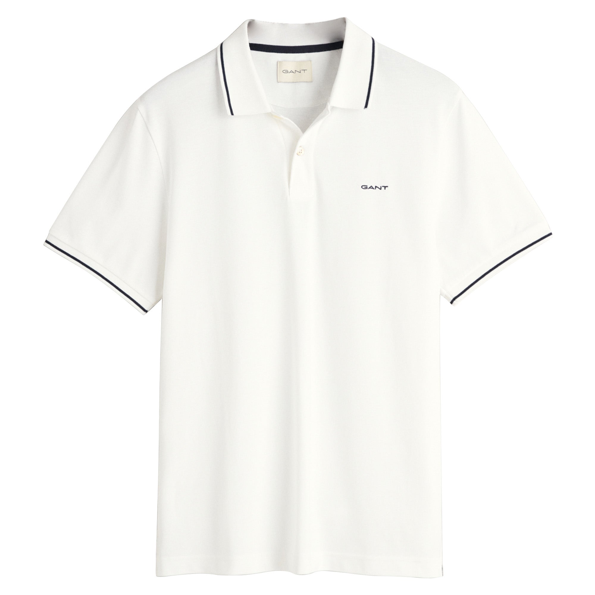 GANT Herren Poloshirt - TIPPING PIQUE RUGGER, Kurzarm, Knopfleiste, Logo, uni